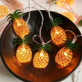 1pc; Pineapple String Lights; Battery Operated; 10 Fun Patio Lights; Party Bedroom Home Birthday Indoor Decor; Outdoor Hawaiian Tropical Tiki Gif