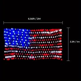 1PC American Flag Net Light; Outdoor Waterproof Mesh Lights; LED String Light; Multicolor Lights For Garden Wedding Backdrop Party Wall Decor ; I