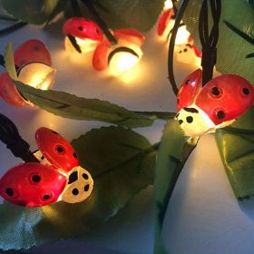 1pc, Solar Ladybug String Lights (20 LEDs), Waterproof Outdoor Lights, Bar Festival Decor, Color Lights, Indoor Decor, Outdoor Decor, Garden Deco