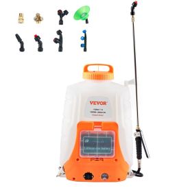 VEVOR Battery Powered Backpack Sprayer ; 4 Gal Tank; 0-90 PSI Adjustable Pressure; Back Pack Sprayer with 8 Nozzles and 2 Wands; 12V 8Ah Battery;