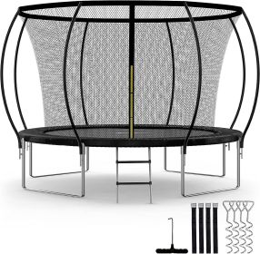 Simple Deluxe Recreational Trampoline with Enclosure Net 12FT Wind Stakes- Outdoor Trampoline for Kids and Adults Family Happy Time