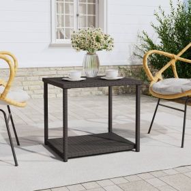 Side Table Black 21.7"x17.7"x19.3" Poly Rattan