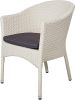 Patio Wicker Chair with Armrest Outdoor Rattan Dining Chair with Seat Cushion Garden Furniture for Garden;  Balcony;  Lawn and Indoors-1 Pack (White)