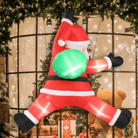 4.9 FT Lighted Christmas Inflatable Decoration, Inflatable Hanging Santa Claus With Gift Bag