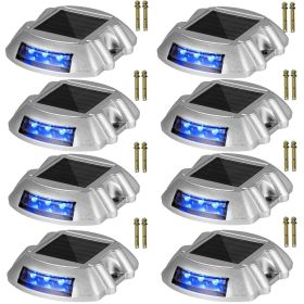 VEVOR Driveway Lights 8-Pack Solar Driveway Lights Bright Blue Solar Deck Lights Outdoor Waterproof Wireless Dock Lights 6 LEDs for Deck Dock Dri