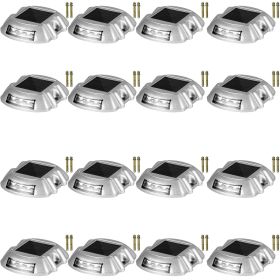 VEVOR Driveway Lights 16-Pack Solar Driveway Lights Bright White with Screw Solar Deck Lights Outdoor Waterproof Wireless Dock Lights 6 LEDs for