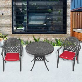 (Cushions In Random Colors)3-Piece Set Of Cast Aluminum Patio Furniture With Cushions