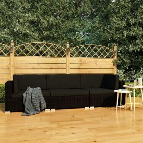 3 Piece Patio Sofa Set with Cushions Poly Rattan Black