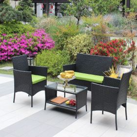 4-piece outdoor garden terrace conversation suit Pool lawn chair with glass furniture