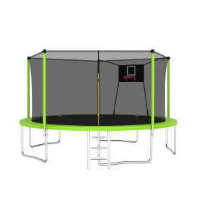 14FT Trampoline ,Sports Fitness Trampolines with Enclosure Net, Recreational Trampolines for Outdoor Indoor