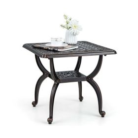 Outdoor Cast Aluminum Side Table for Garden Porch Balcony