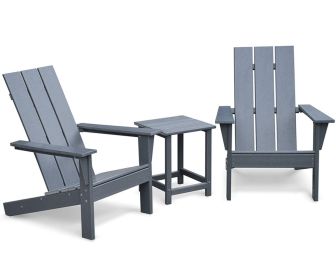 3Pcs Outdoor Adirondack Chairs,,for Deck Garden Backyard Balcony,Dark Grey