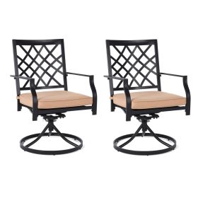 MEOOEM Outdoor Swivel Chairs Set of 2 Patio Metal Dining Rocker Chair with Cushion Suports 300lbs for Garden Backyard