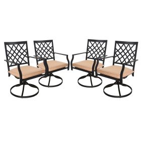 MEOOEM Outdoor Swivel Chairs Set of 4 Patio Metal Dining Rocker Chair with Cushion Suports 300lbs for Garden Backyard