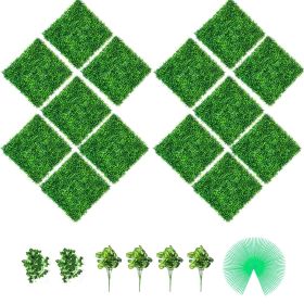 VEVOR Artificial Boxwood Panels, 14 PCS 20"x20" Boxwood Hedge Wall Panels, PE Artificial Grass Backdrop Wall 1.6"