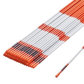 VEVOR Driveway Markers, 50 PCS 48 inch, 0.4 inch Diameter, Orange Fiberglass Poles Snow Stakes with Reflective Tape