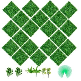 VEVOR Artificial Boxwood Panels, 20 PCS 20"x20" Boxwood Hedge Wall Panels, PE Artificial Grass Backdrop Wall 1.6"