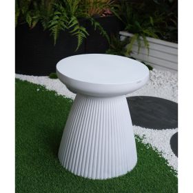 Decorative Garden End Table, 20.3" H Modern Heavy Duty Patio Sturdy Faux Terrazzo Accent Table Side Table Plant Table for Indoor Outdoor, Faux White