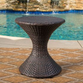 Outdoor 16-inch Multi-brown Wicker Hourgla Side Table