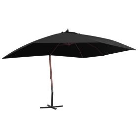 Hanging Garden Parasol with Wooden Pole 157.5"x118.1" Black