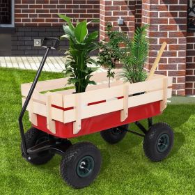 97x43x78cm Garden Iron Wood Four Wheel Garden Wagon RT