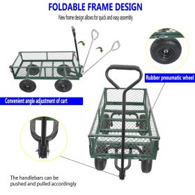 Wagon Garden Cart 660 Lbs 410 3.50 4 Air Tires Steel Garden Cart With Rotating Handle And Removable Sides