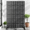 Brick-shaped Black Arched Metal Outdoor Privacy Screen Freestanding Outdoor Divider Decorative Privacy Fence Screen Set for Deck Patio Balcony Garden