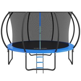 VEVOR 12FT Trampoline, 400 lbs Trampoline with Enclosure Net, Ladder, and Curved Pole, Heavy Duty Trampoline with Jumping Mat and Spring Cover Padding