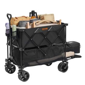 VEVOR Foldable Double Decker Wagon, 400L Collapsible Wagon Cart with All-Terrain Wheels