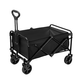 5in Wheel No Brake 100L Collapsible Folding Wagon Cart With Adjustable Handle 220LBS Load Capacity Heavy Duty Foldable Utility Outdoor Wagon For