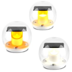 2Pcs Solar Floating Pool Lights Solar Flame Stake Lights IP67 Waterproof Outdoor Globe Ball Lights With 3 Lighting Colors Modes For Pool Garden P