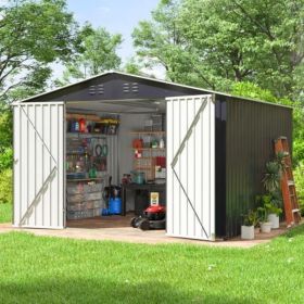 Outdoor Sheds 6FT x 8FT & Outdoor Storage Clearance, Metal Anti-Corrosion Utility Tool House with Lockable Door & Shutter Vents