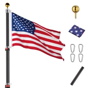 30ft Outdoor Telescopic Flag Pole, Black | 22FLP005-30-F1-06.V2 Upgraded Version