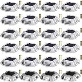 VEVOR Driveway Lights 24-Pack Solar Driveway Lights Bright White with Screw Solar Deck Lights Outdoor Waterproof Wireless Dock Lights 6 LEDs for