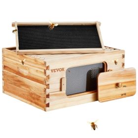 VEVOR Bee Hive Deep Box Starter Kit, 100% Beeswax Coated Natural Cedar Wood, Langstroth Beehive Kit with 10 Frames and Foundations