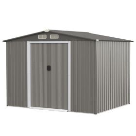 8 x 6 Feet Galvanized Steel Storage Shed for Garden Yard