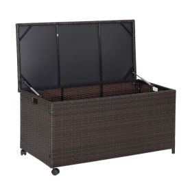 50 Gallon Outdoor Wicker Storage Box with Zippered Liner