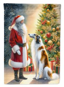 Borzoi and Santa Claus Garden Flag Mailbox Flag Decorative Yard Flag Banner Outside Patio Artwork Yard Flower Beds, Garden Size, Multicolor