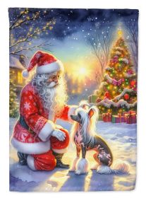 Chinese Crested and Santa Claus Garden Flag Mailbox Flag Decorative Yard Flag Banner Outside Patio Artwork Yard Flower Beds, Garden Size, Multico