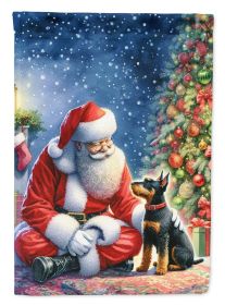 Manchester Terrier and Santa Claus Garden Flag Mailbox Flag Decorative Yard Flag Banner Outside Patio Artwork Yard Flower Beds, Garden Size