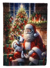 English Bull Terrier and Santa Claus Garden Flag Mailbox Flag Decorative Yard Flag Banner Outside Patio Artwork Yard Flower Beds, Garden Size