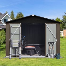 Metal garden sheds 10ft√ó8ft outdoor storage sheds Brown + Black