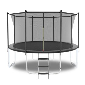 10FT Trampoline with Safety Enclosure Net, Outdoor Trampoline with Heavy Duty Jumping Mat and Spring Cover Padding for Kids and Adults