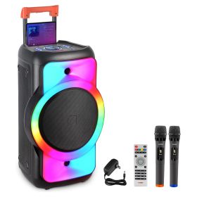 5 Core 12 Inch Bluetooth DJ Speaker Boom Box Party Speakers Karaoke Machine Portable PA Bocina for Singing with 2 Wireless Microphone + Light PLB