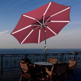 9ft Outdoor Patio Umbrella, with Solar-powered LED Light