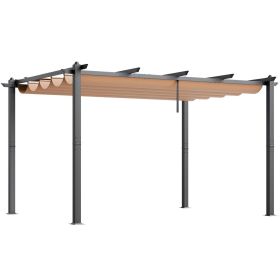 VEVOR 10'x13' Outdoor Retractable Pergola with Sun Shade Canopy Aluminum Beige