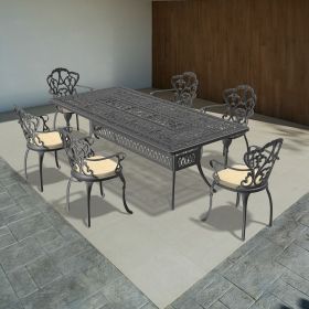 (Cushions In Random Colors)7-Piece Set Of Cast Aluminum Patio Furniture With Cushions(=OLD ITEM CODE W1710S00179)