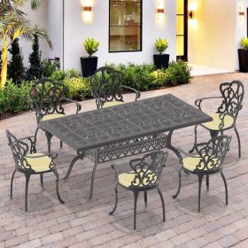 (Cushions In Random Colors)7-Piece Set Of Cast Aluminum Patio Furniture With Cushions(=OLD ITEM CODE W1710S00162)