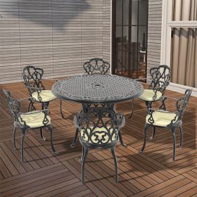 (Cushions In Random Colors)7-Piece Set Of Cast Aluminum Patio Furniture With Cushions(=OLD ITEM CODE W1710S00138)