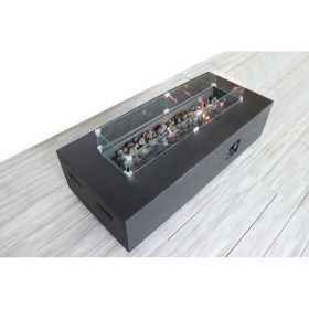 Fiber Reinforced Concrete Outdoor Fire Pit Table (Charcoal) with Glass